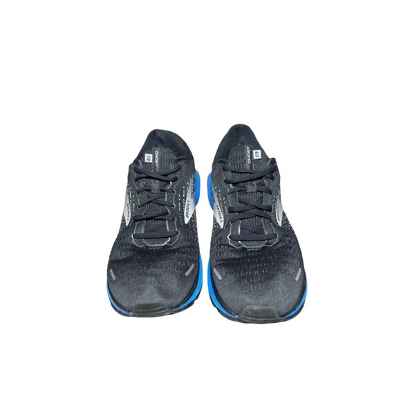 Brooks ghost 13 Black Running Shoe with Blue Midsole Accent size 12